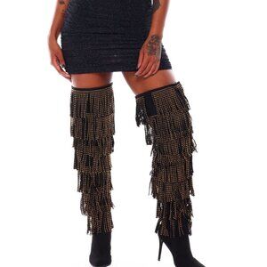 Over The Knee In Fringe Lace Heel Boot